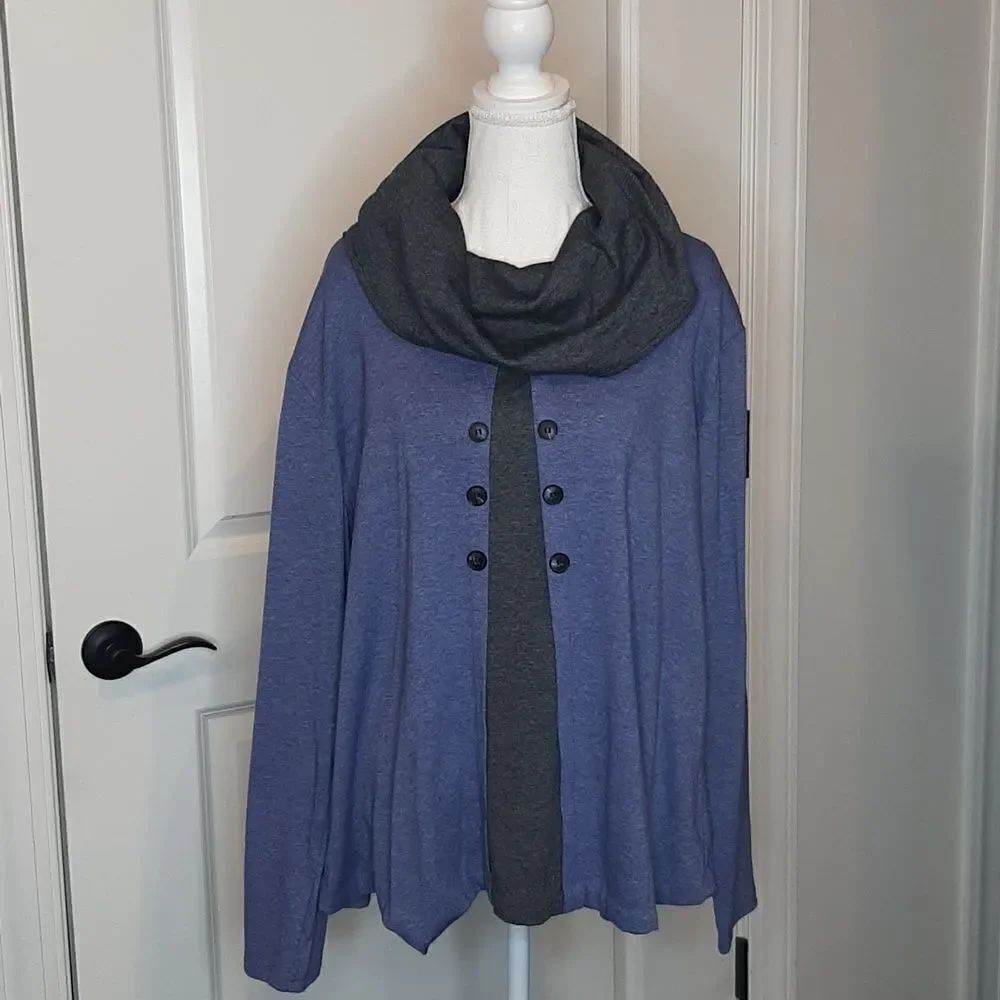 Bebonnie XXL Blue Cowl Neck Shirt